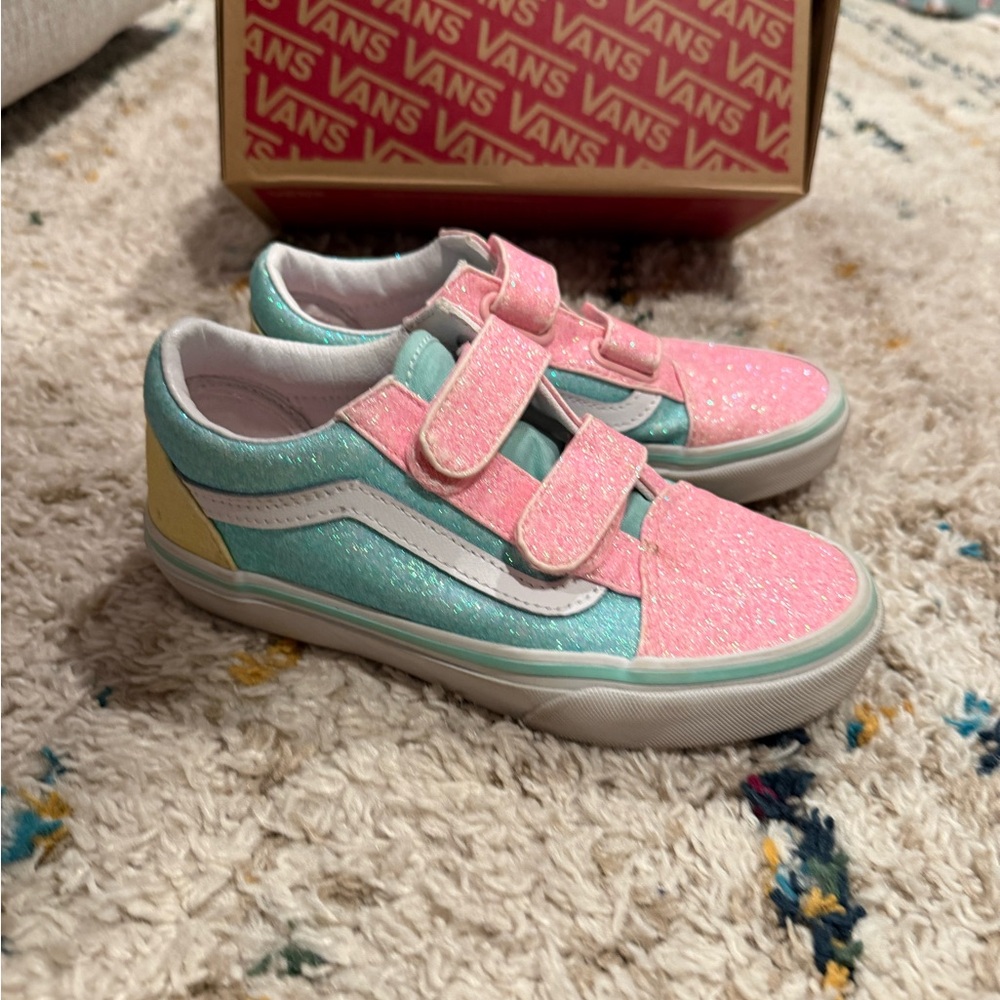 Vans old skool v Kids Glitter Pink and blue Sneakers